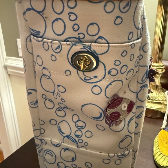 Coach “Limited Edition” Resort Bubble/Fish/Coral Canvas Tote Style 34458 - Picture 4 of 8